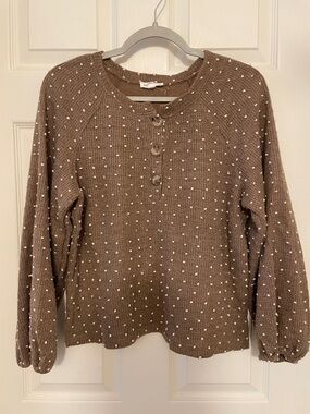 Versona Brown Polka Dot Knit Top